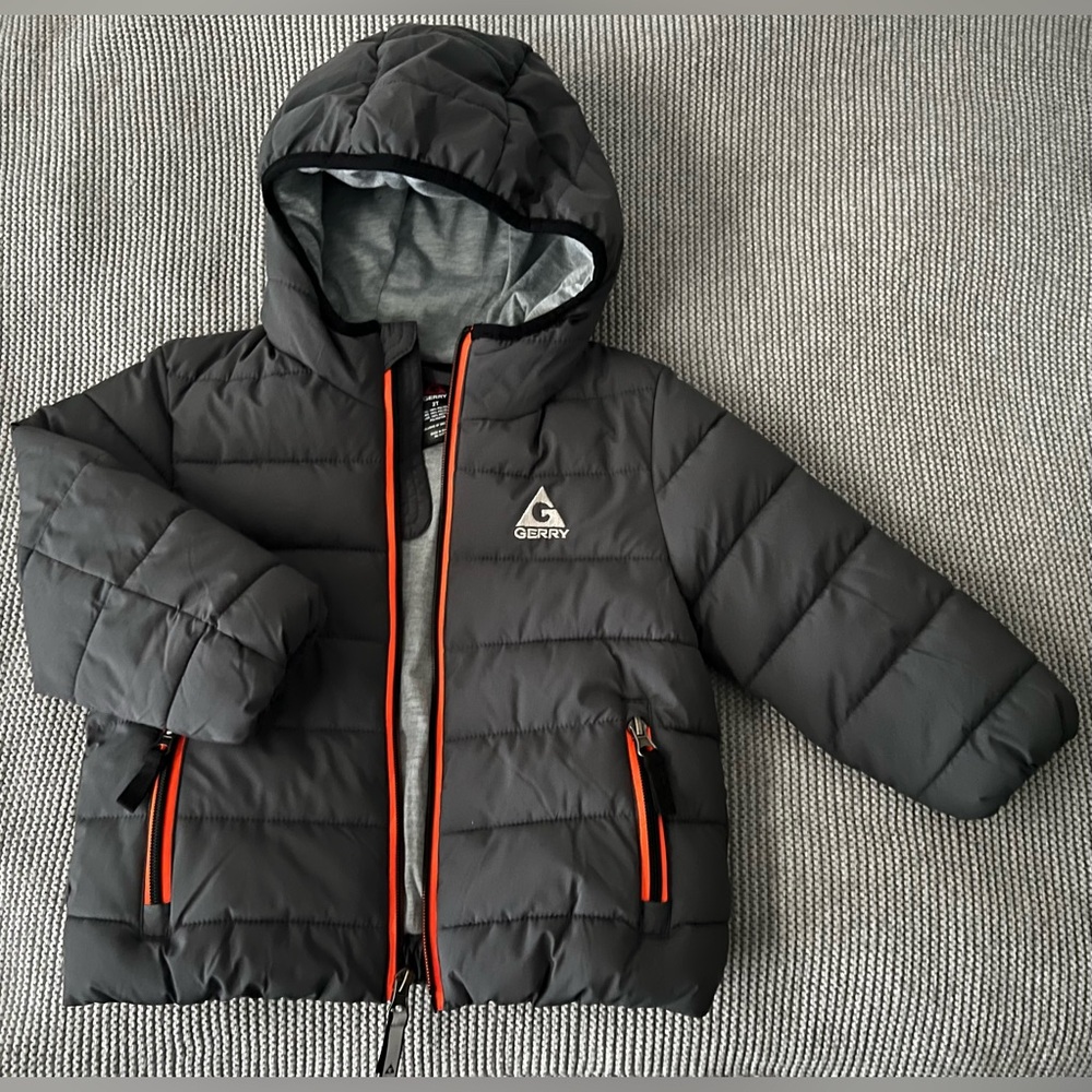 Gerry Toddler Boys Iron Gray Lined Puffer Coat, Size 2T